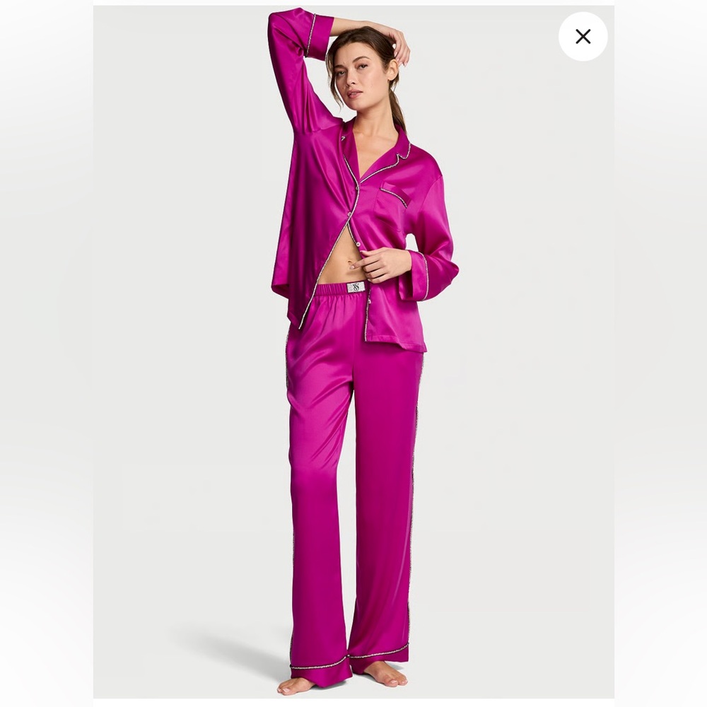 Women's Victoria Secret Satin Pajama Set - Pink purple NWT size XS short